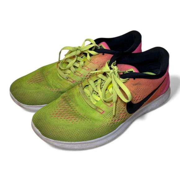 8.5 Nike Free RN – Volt/Pink Gradient Running Shoes 844630-999 - Picture 2 of 7